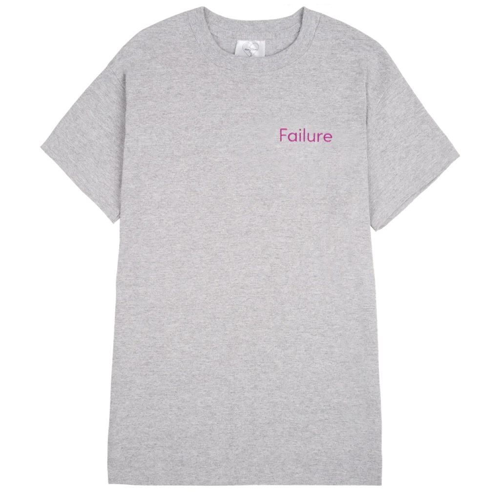 Grey tee embroidered Failure in magenta